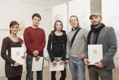 Preisverleihung und Ausstellungseröffnung, PreisträgerInnen Ana Glavaš, , Ahmed Ibrahimpašić, Ulrike Tinnacher, Oliver Wildpanner, Boško Marušić,
