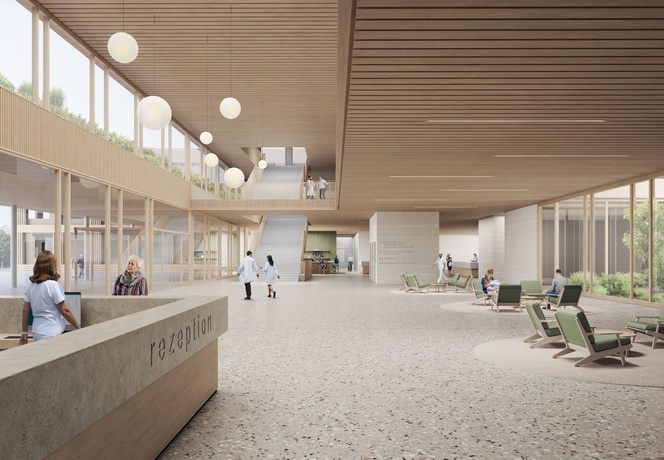 Neubau des Leitspitals im Bezirk Liezen, Visualisierung – © ARGE Franz&Sue, Maurer & Partner Neubau des Leitspitals im Bezirk Liezen, Visualisierung